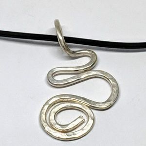 Hammered Sterling Silver Organic Shaped Pendant